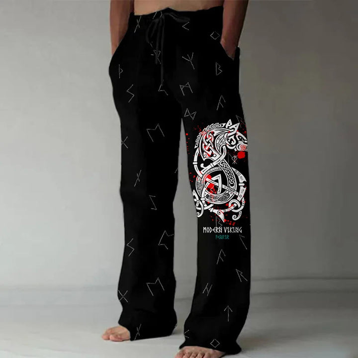 WorldNorse Viking Rune Wolf Graphic Casual Pants - US/UK/AU52,EU62 (6XL) - image 1
