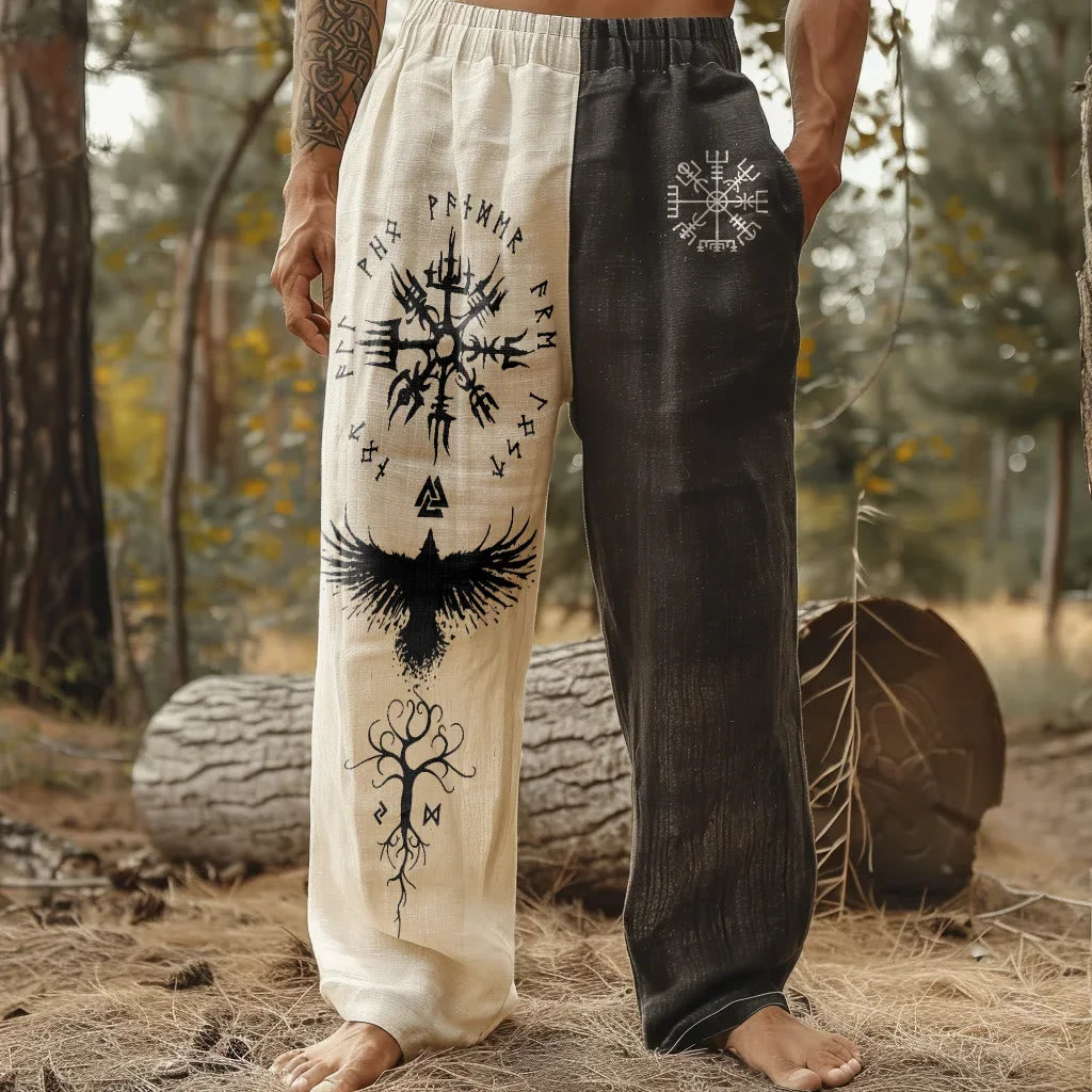 WorldNorse Viking Raven Vegvisir Yggdrasil Linen Pants - US/UK/AU50,EU60 (5XL) - image 1