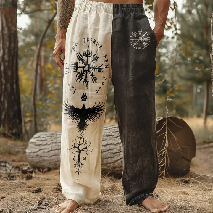 WorldNorse Viking Raven Vegvisir Yggdrasil Linen Pants - US/UK/AU50,EU60 (5XL) - image 1