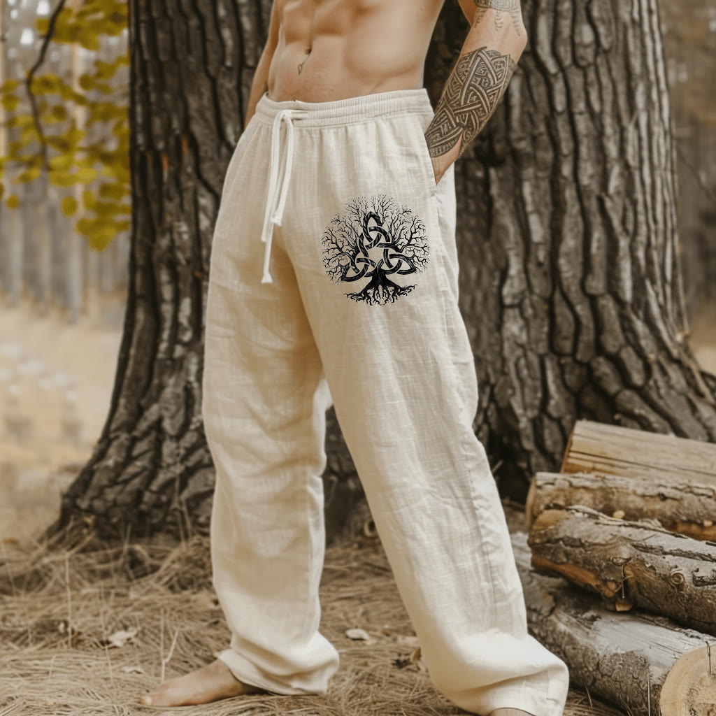 WorldNorse Viking Tree Of Life Triquetra Linen Pants - US/UK/AU50,EU60 (5XL) - image 1
