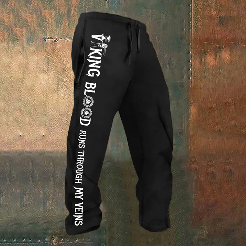 WorldNorse Viking Blood Slogan Pattern Sweatpants - US/UK/AU52,EU62 (6XL) - image 1