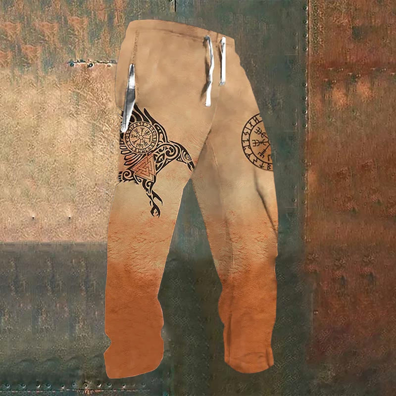 WorldNorse Flying Raven Valknut Vegvisir Gradient Sweatpants - US/UK/AU52,EU62 (6XL) - image 1