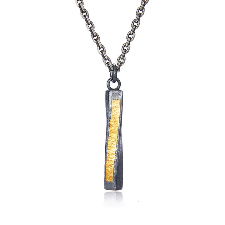 WorldNorse 999 Sterling Silver Textured Twisted Bar Necklace - image 3