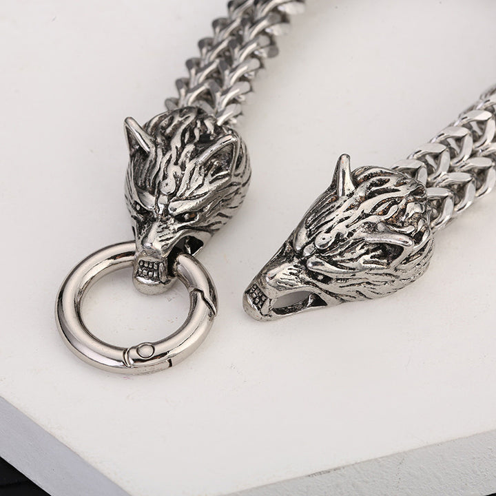 WorldNorse Wolf Head Viking Titanium Steel Strengthen Bracelet
