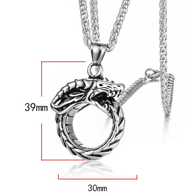 WorldNorse Nordic Mythical Giant Dragon Nicolas Style Protection Ring / Necklace - Necklace - Silver - 60cm - image 10