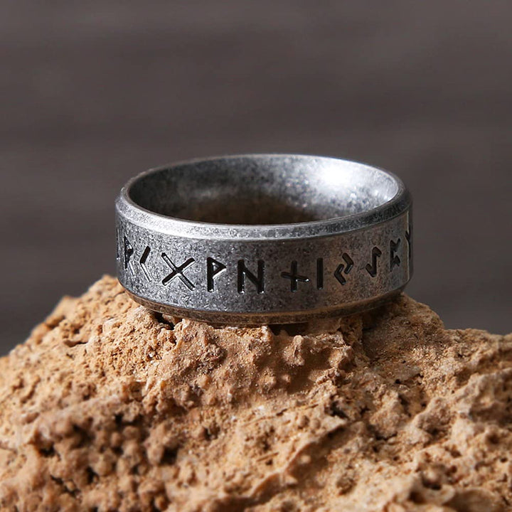 WorldNorse Vintage Viking Runes Stainless Steel Ring - AU Size Y (US 12) - image 0
