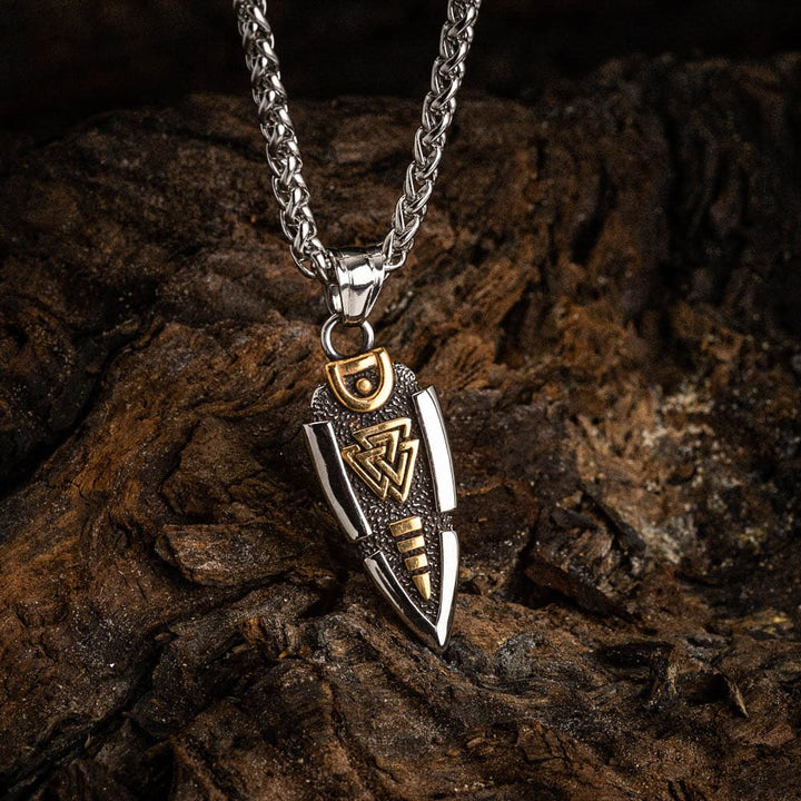 WorldNorse Solid Double Sided Odin’s Spear Valknut Amulet Necklace