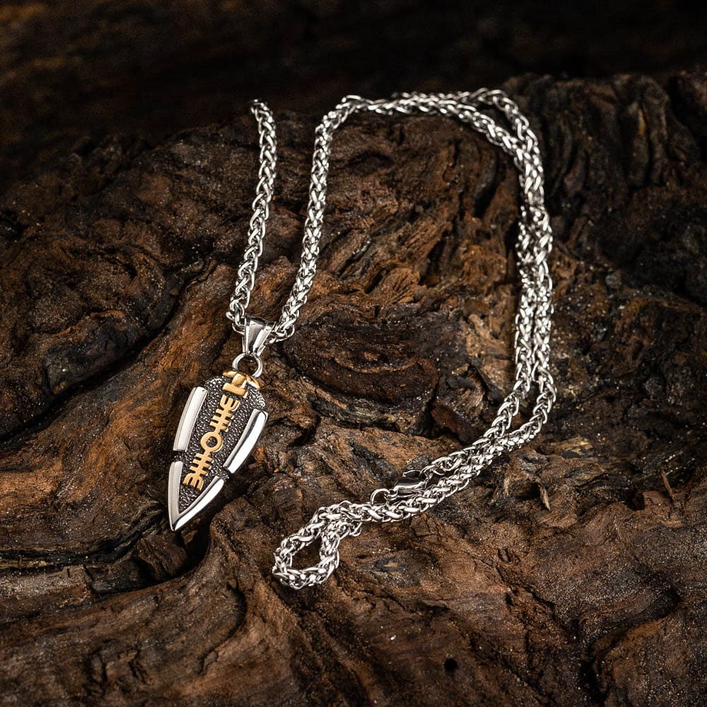 WorldNorse Solid Double Sided Odin’s Spear Valknut Amulet Necklace