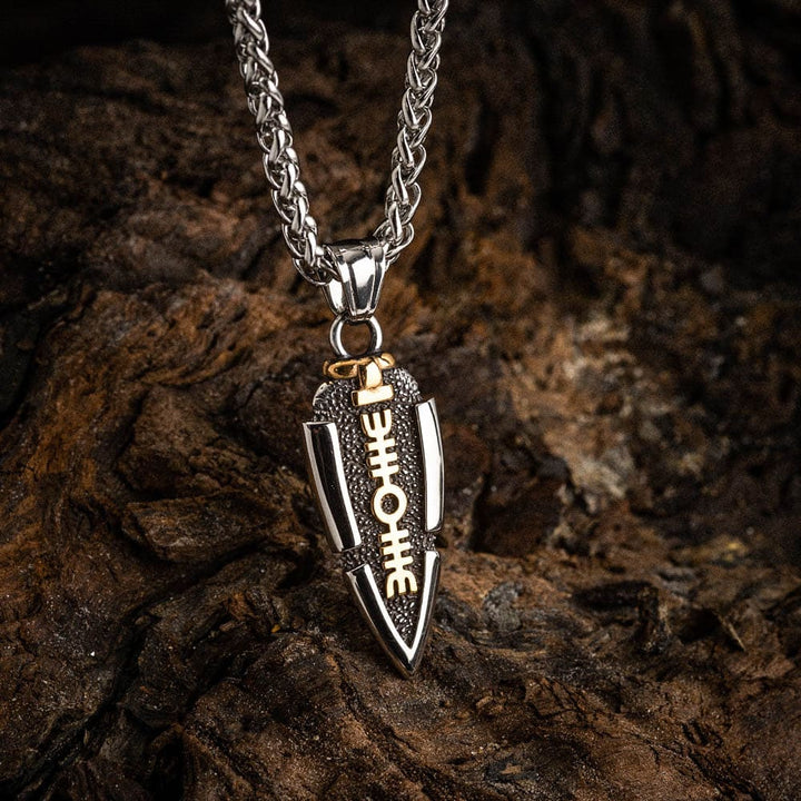 WorldNorse Solid Double Sided Odin’s Spear Valknut Amulet Necklace