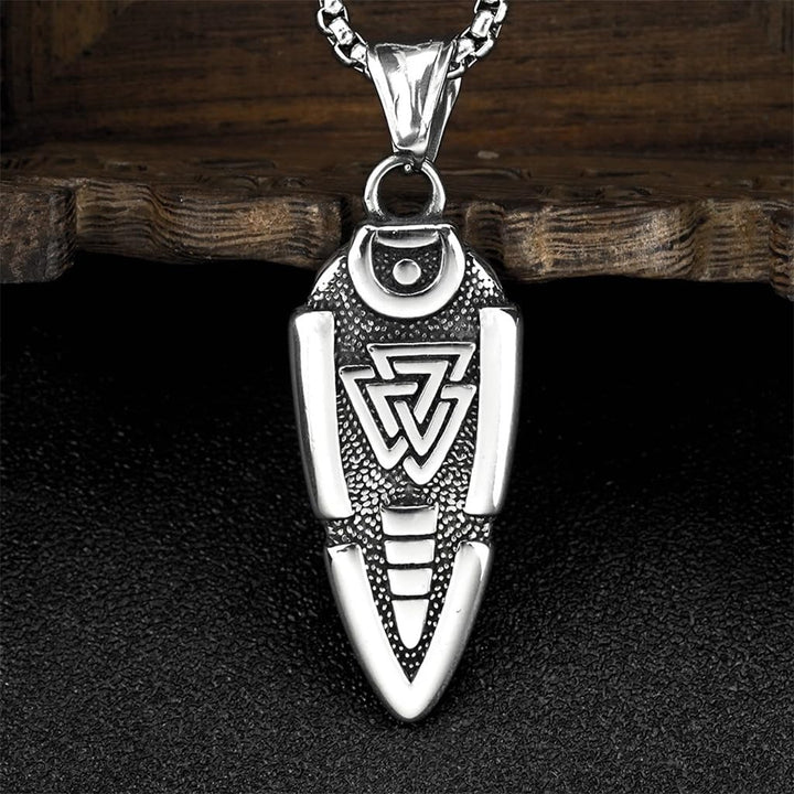 WorldNorse Solid Double Sided Odin’s Spear Valknut Amulet Necklace