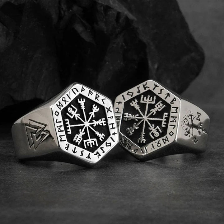WorldNorse Vegvisir with Valknut Nordic Ring - AU Size Z+1 (US 14) - image 0