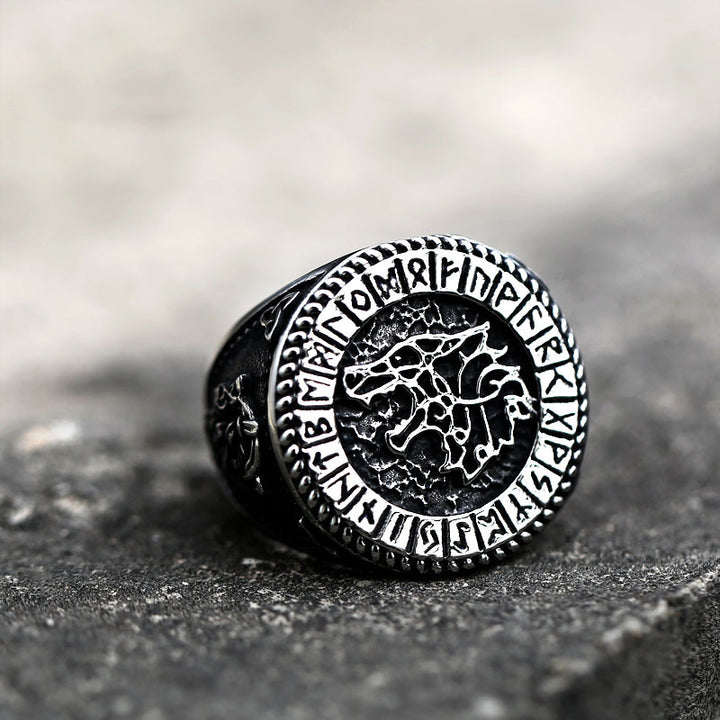 WorldNorse Fenrir Wolf Amulet Signet Viking Ring - AU Size V1/2 (US 11) - image 0