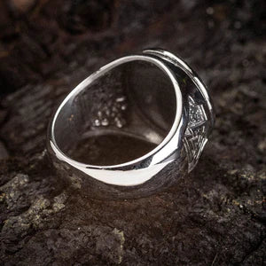 WorldNorse Dual Color Valknut With Wolves Viking Ring - image 5
