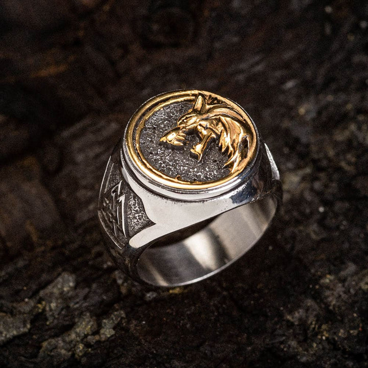 WorldNorse Dual Color Valknut With Wolves Viking Ring - AU Size Z (US 13) - image 0