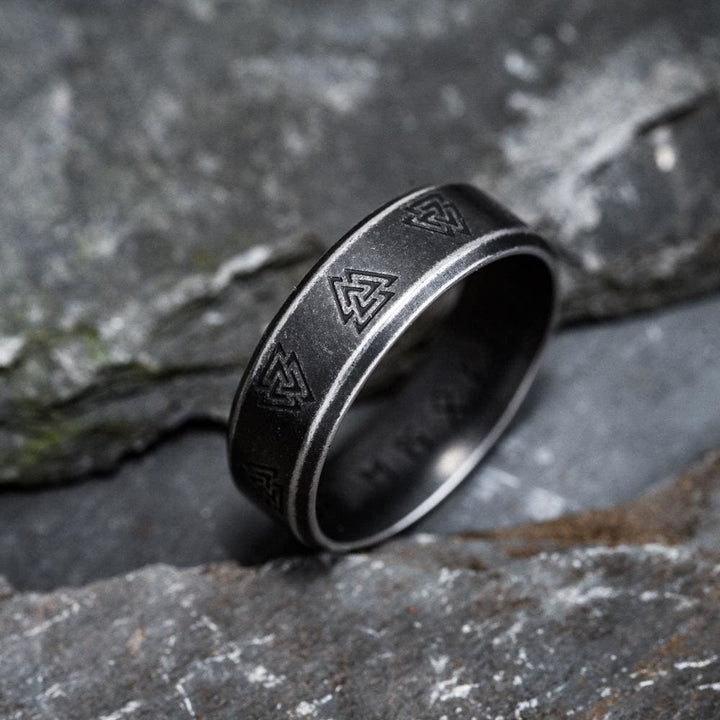 WorldNorse Odin Valknut Nordic Rune Viking Ring - Retro Black - AU Size Z (US 13) - image 0