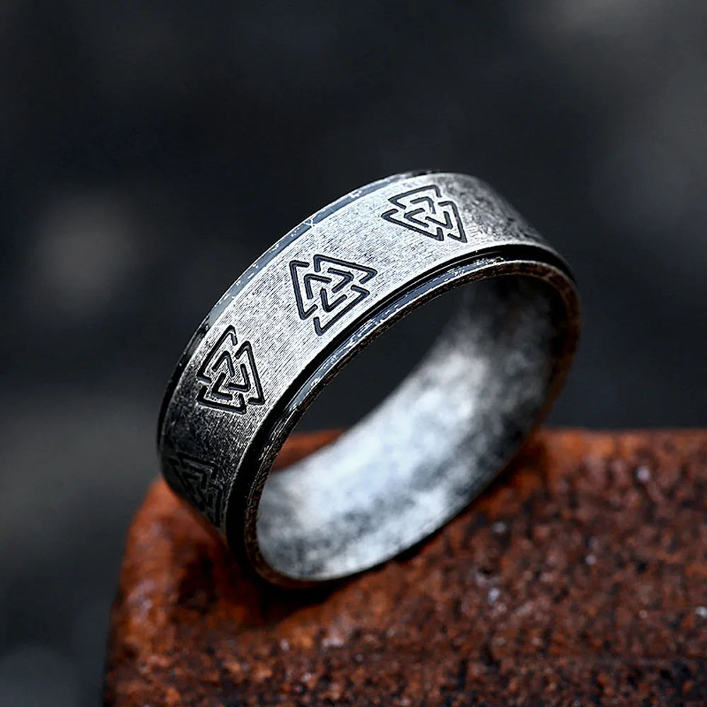 WorldNorse Odin Valknut Nordic Rune Viking Ring - Retro Silver - AU Size Z (US 13) - image 3
