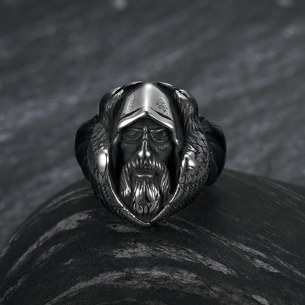 WorldNorse Mythology Odin Wolf Stainless Steel Viking Ring - AU Size Z+2 (US 15) - image 0