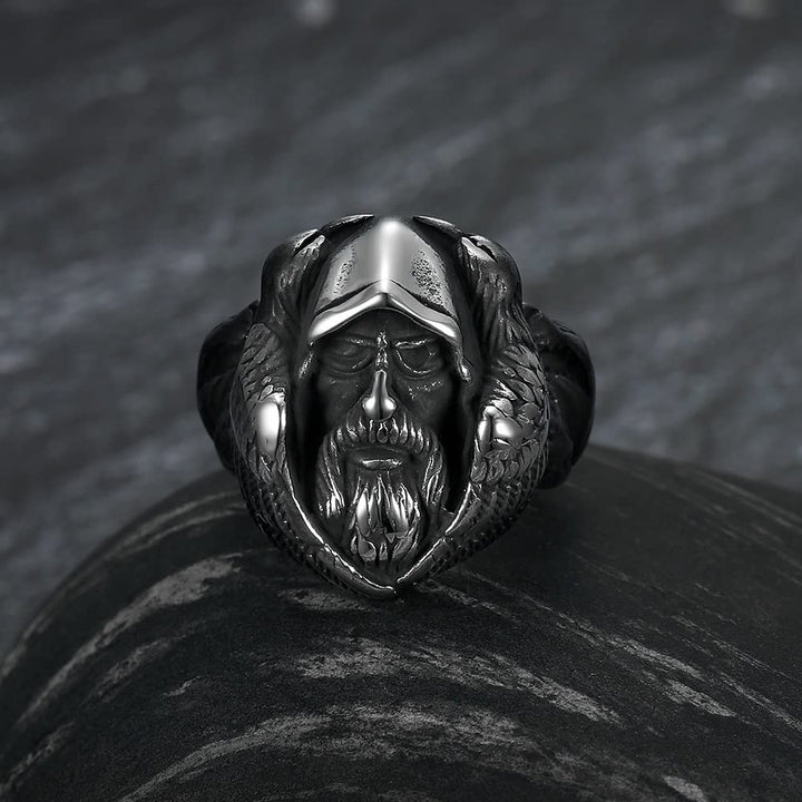 WorldNorse Mythology Odin Wolf Stainless Steel Viking Ring - AU Size Z+2 (US 15) - image 0