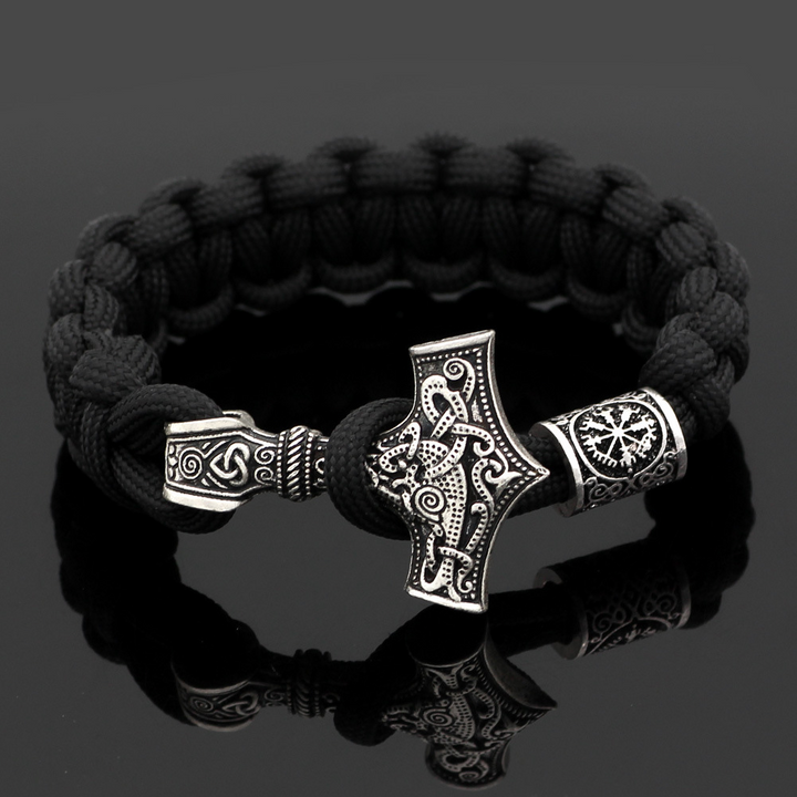 WorldNorse Thor's Hammer Braided Rope Viking Bracelet - Vegvisir - image 3