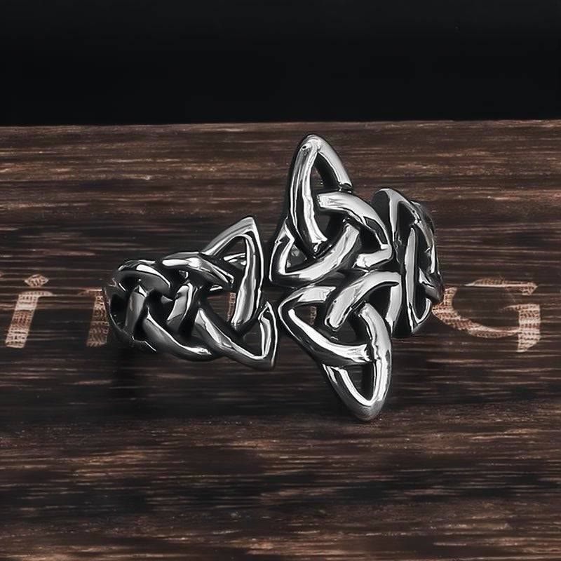 WorldNorse Celtic Knot Triple Horn Of Odin Ring - AU Size Y (US 12) - image 0
