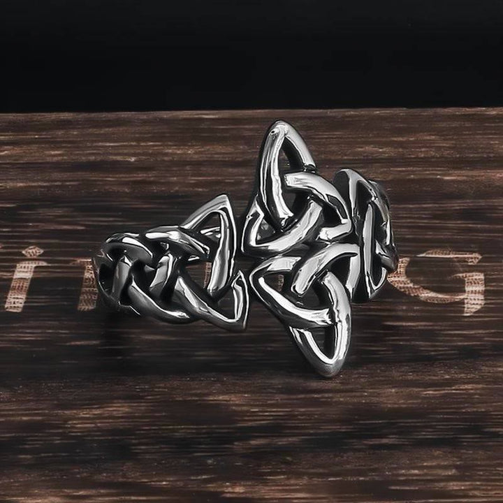 WorldNorse Celtic Knot Triple Horn Of Odin Ring - AU Size Y (US 12) - image 0