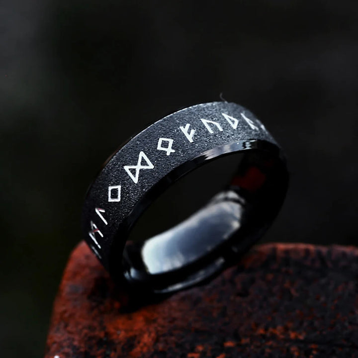 WorldNorse Round Simple Viking Rune Ring - Black - 8mm - AU Size Z (US 13) - image 2