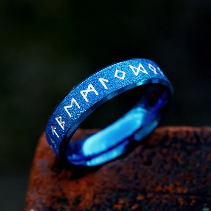 WorldNorse Round Simple Viking Rune Ring - Blue - 6mm - AU Size Z (US 13) - image 10
