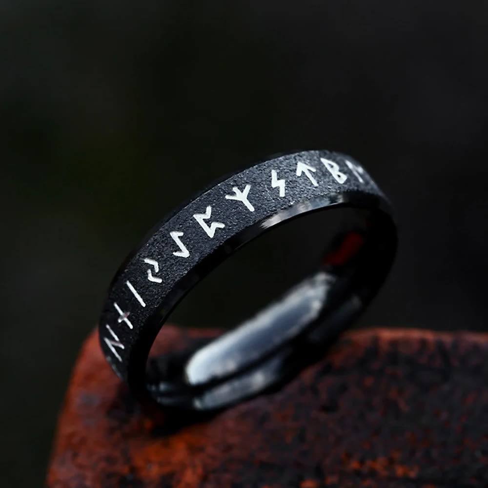 WorldNorse Round Simple Viking Rune Ring - Black - 6mm - AU Size Z (US 13) - image 1