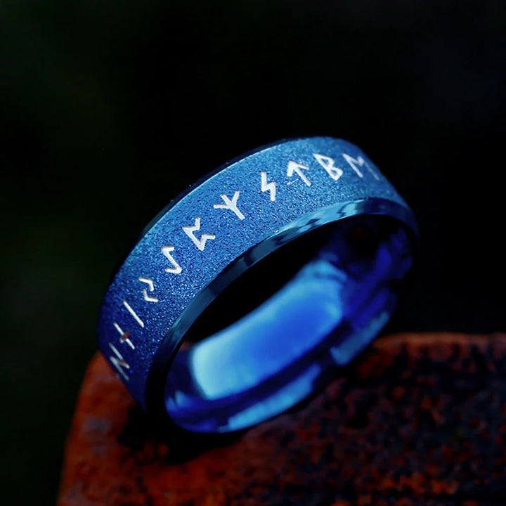 WorldNorse Round Simple Viking Rune Ring - Blue - 8mm - AU Size Z (US 13) - image 11
