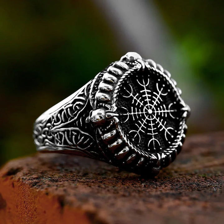 WorldNorse Viking Stainless Steel Compass Ring - AU Size Z (US 13) - image 0