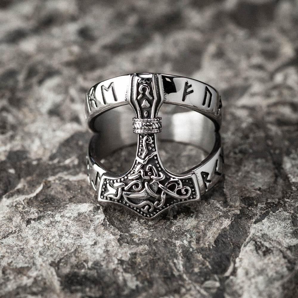 WorldNorse Bold Viking Open Mjolnir Hammer Ring - AU Size Z (US 13) - image 0