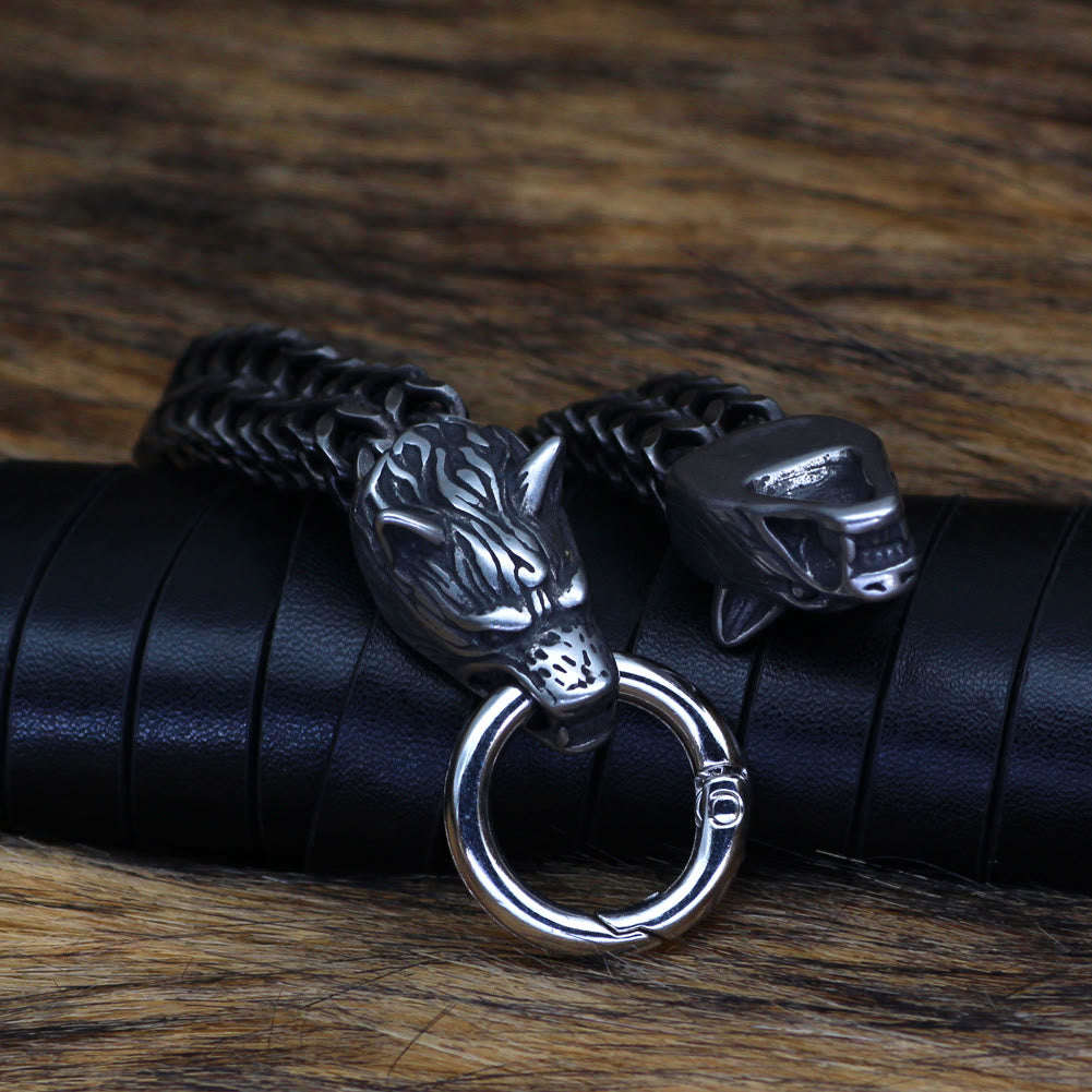 WorldNorse Nordic Fenrir Majestic Wolf Head Chain Bracelet - image 12