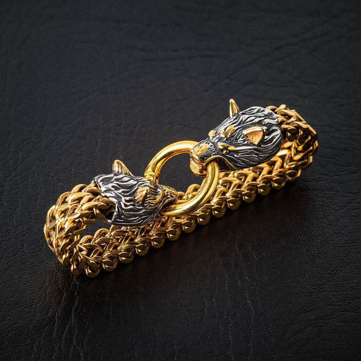 WorldNorse Nordic Fenrir Majestic Wolf Head Chain Bracelet - image 5