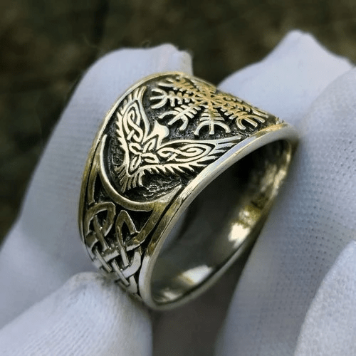 WorldNorse Stainless Steel Helm Of Awe Viking Ring - image 4