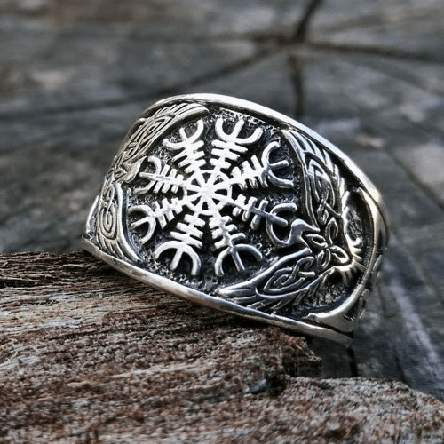 WorldNorse Stainless Steel Helm Of Awe Viking Ring - US 13 - image 0