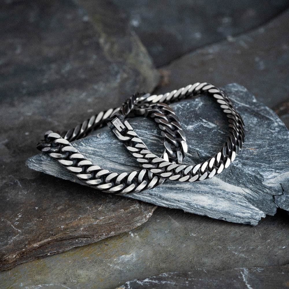 WorldNorse Thick Chain Dragon Weave Cuban Bracelet - Silver - 10mm - 22cm - image 0