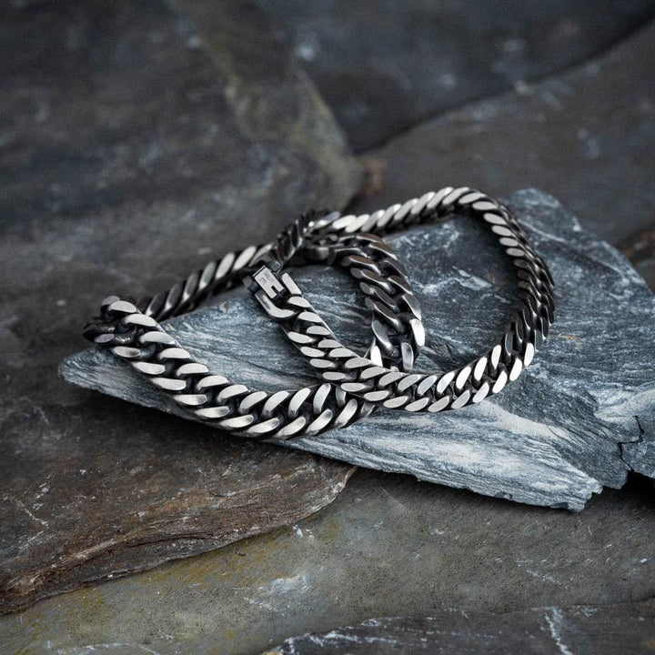 WorldNorse Thick Chain Dragon Weave Cuban Bracelet - Silver - 10mm - 22cm - image 0