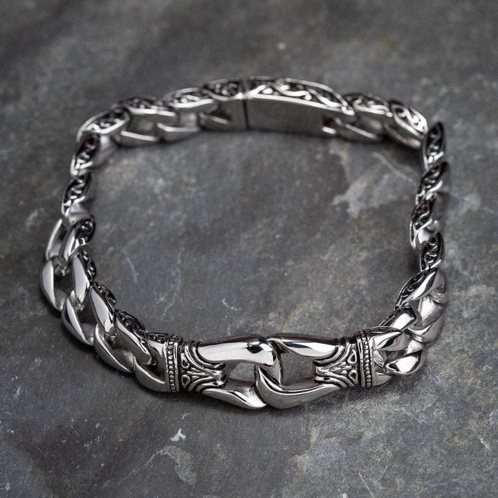 WorldNorse Retro Totem Celtic Knot Chunky Curb Link Bracelet - image 7