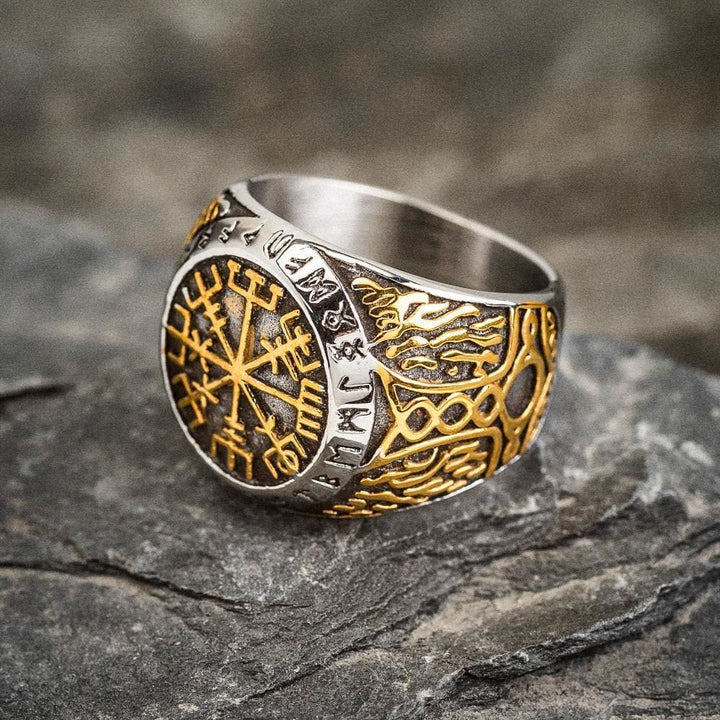 WorldNorse Nordic Vegvisir Compass Navigation Viking Ring - AU Size Z (US 13) - image 0