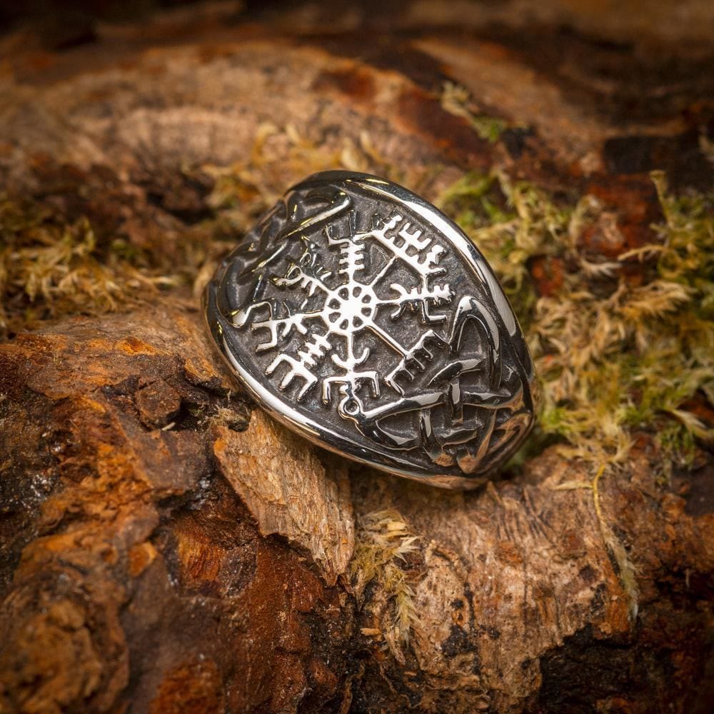 WorldNorse Punk Retro Vegvisir And Celtic Knot Ring - Silver - AU Size Z (US 13) - image 0
