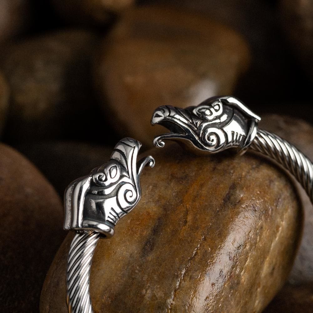 WorldNorse Norse Dragon Head Thread Open Bracelet