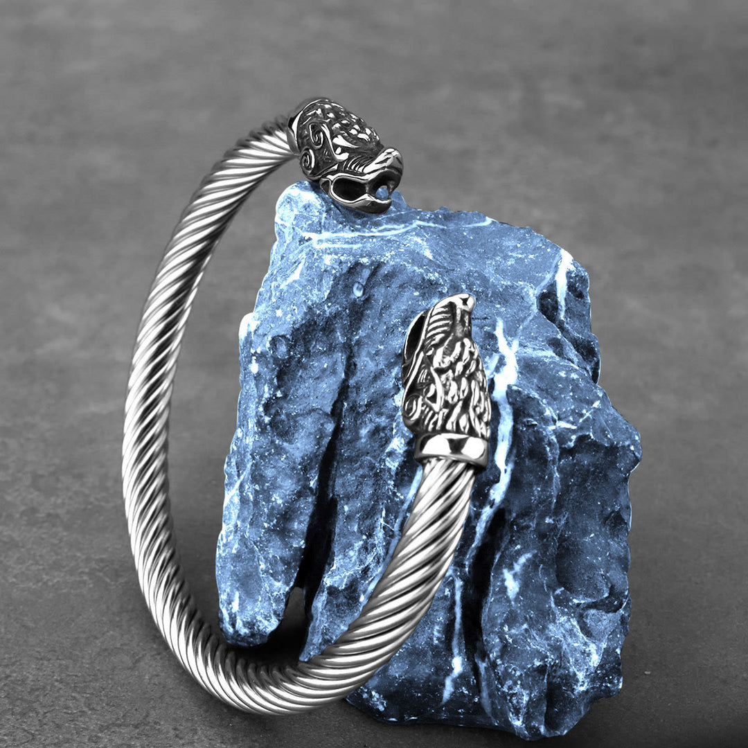 WorldNorse Norse Dragon Head Thread Open Bracelet