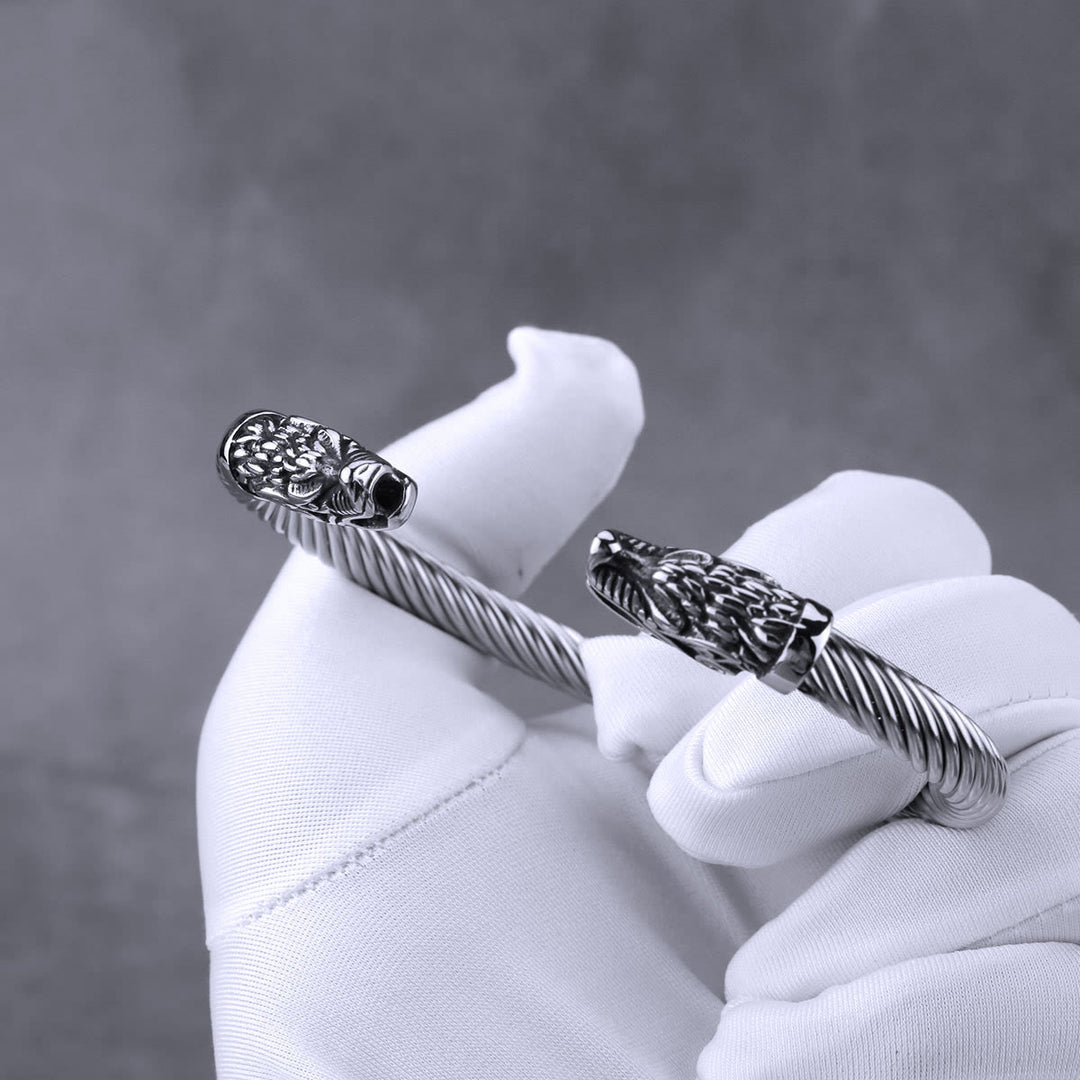 WorldNorse Norse Dragon Head Thread Open Bracelet