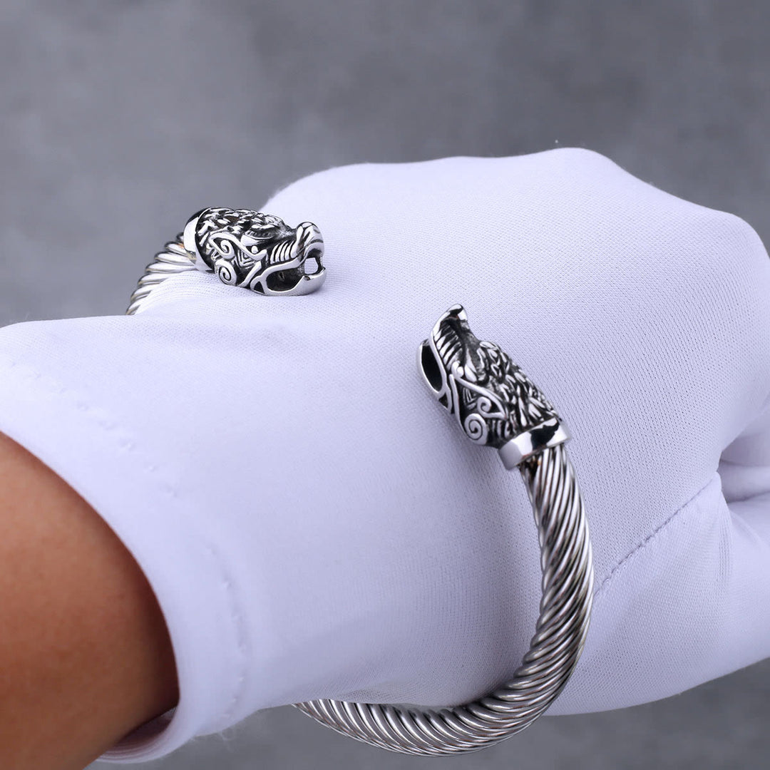 WorldNorse Norse Dragon Head Thread Open Bracelet