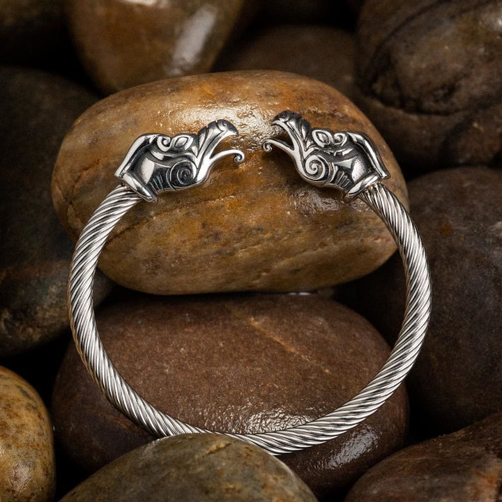 WorldNorse Norse Dragon Head Thread Open Bracelet