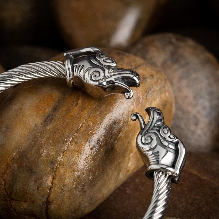 WorldNorse Norse Dragon Head Thread Open Bracelet