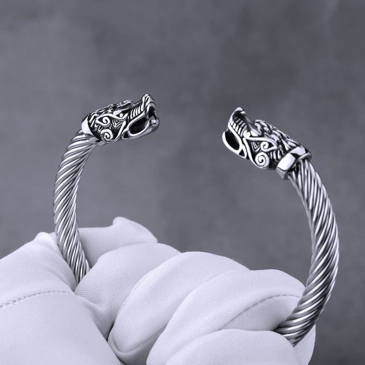WorldNorse Norse Dragon Head Thread Open Bracelet