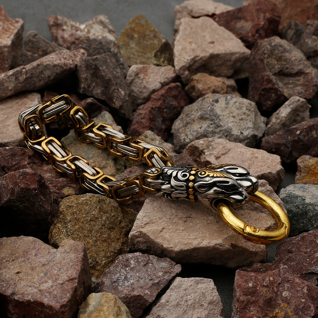 WorldNorse Men's Double Wolf Head Animal Bracelet - image 4