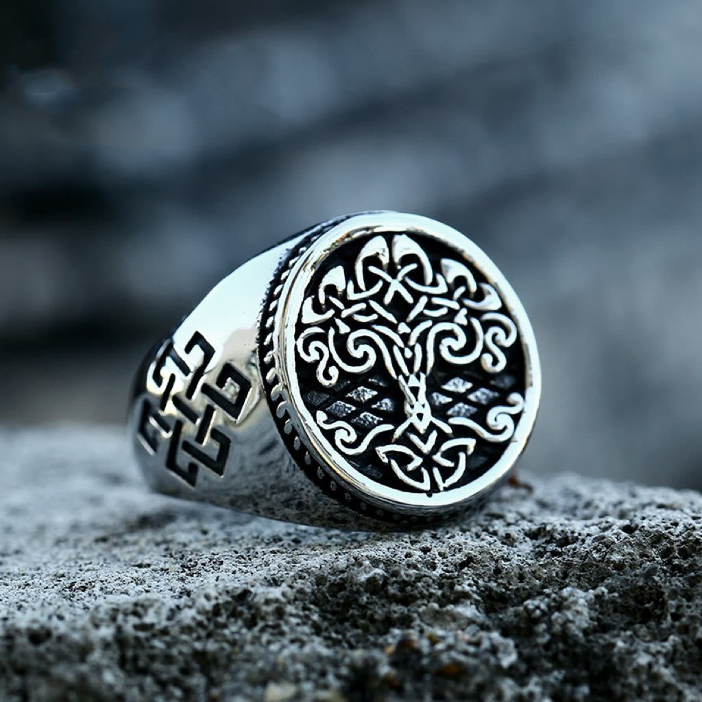 WorldNorse Vintage Stainless Steel Tree Of Life Ring - AU Size Z+1 (US 14) - image 0