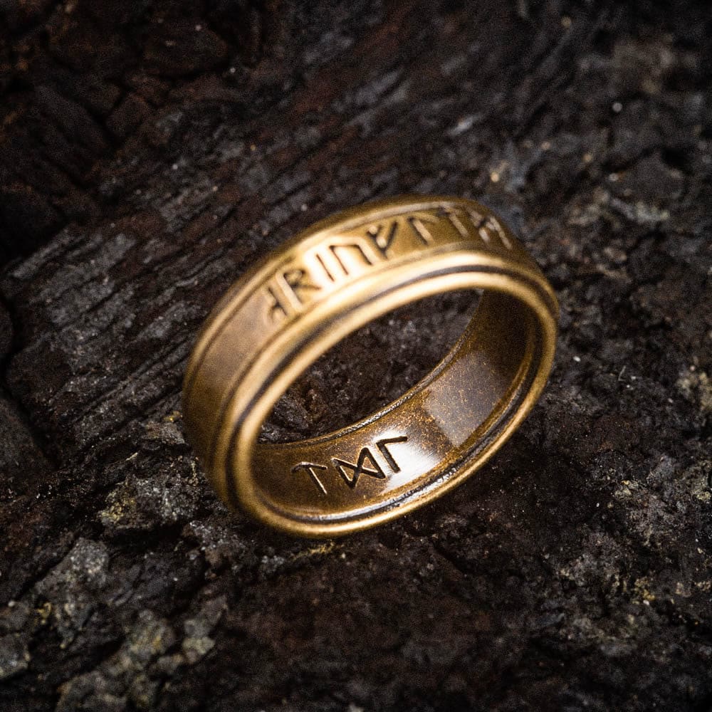 WorldNorse Retro Bronze Rune Stainless Steel Ring - image 1